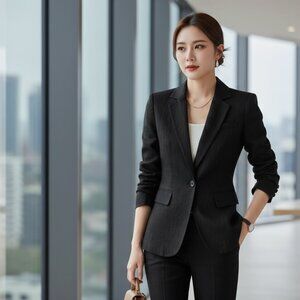 Lafayette 148 New York Black Linen Blazer Size 16 - Premium European Linen